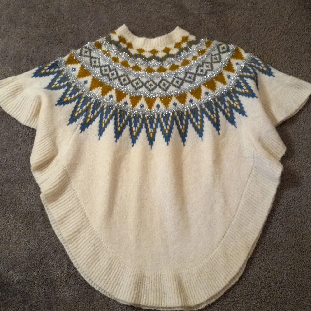 Tinsel infused holiday poncho, one size - Picture 1 of 4